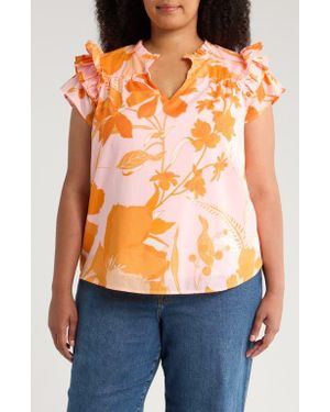 Sugarlips Lenira Floral Print Top - Orange