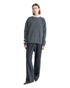 ALMINA CONCEPT Ribbed Wool Crewneck Sweater - Gray