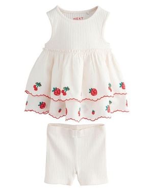 Next Kids' Frill Tank & Bike Shorts Set - White