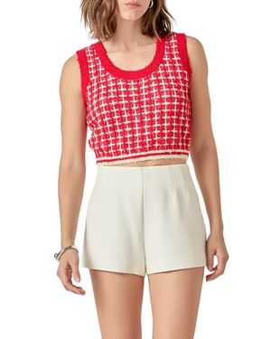Endless Rose Knit Crop Top - Red