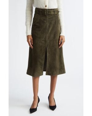 Veronica Beard Alexie Suede Skirt - Brown