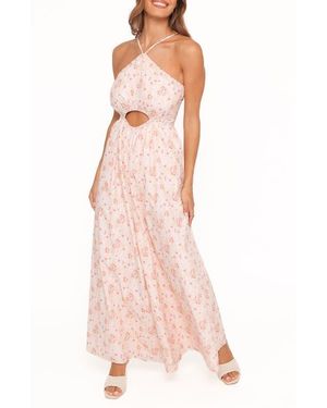 Petal & Pup Madeira Floral Cutout Halter Neck Jumpsuit - Pink
