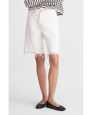 Madewell The Essex Ripped Long Baggy Denim Shorts - White