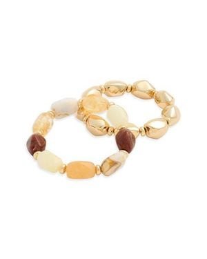 Nordstrom Set Of 2 Faceted Bead Stretch Bracelets - Metallic