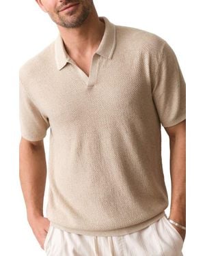 Marine Layer Greyson Short Sleeve Polo Sweater - Natural