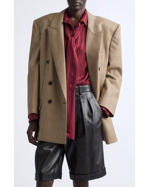 Saint Laurent Oversize Glen Plaid Jacket - Natural