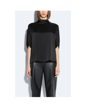 LAPOINTE Satin Cape Tee - Black