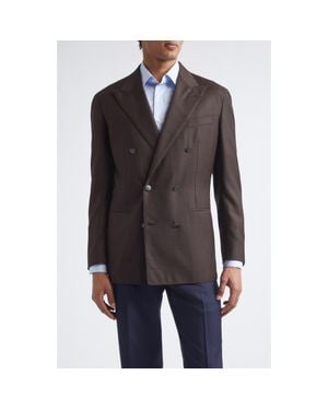Thom Sweeney Double Breasted Wool Blazer - Black