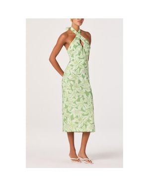 Astr Anita Floral Halter Neck Midi Dress - Green