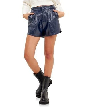 Grey Lab Shiny Faux Leather Shorts - Blue