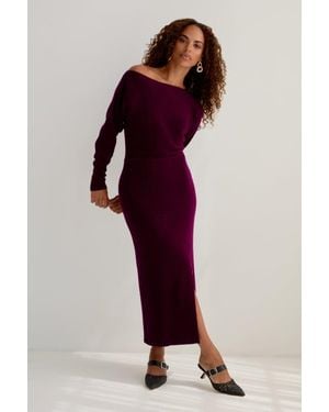 KADA The Cashmere Off Shoulder Sweater Dress - Purple