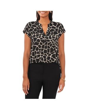 Chaus Split Neck Georgette Blouse - Black