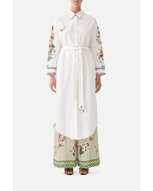 CAMILLA Shirt Dress With Back Button Detail - White