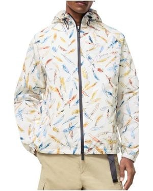 Burberry Feather Print Nylon Clapton Hooded Jacket - Gray