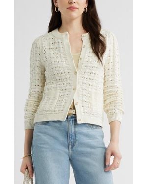 Caslon Pointelle Stitch Cotton Cardigan - White