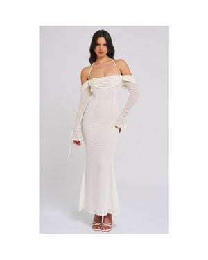 Miss Circle Ashton Off Shoulder Velvet Long Sleeve Bodycon Dress in Blue |  Lyst