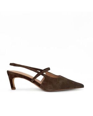 Amie Rafa Connie Slingback Suede Heels - Brown