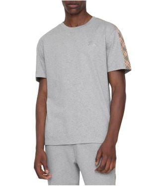 Burberry Check Trim Cotton T-Shirt - Gray