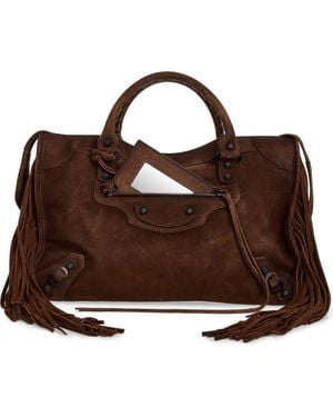 Balenciaga Medium Le City Suede Satchel - Brown