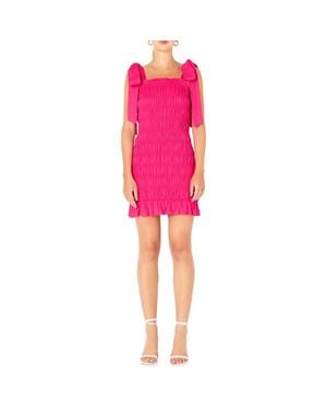 Endless Rose Smocked Tie Strap Dress - Pink