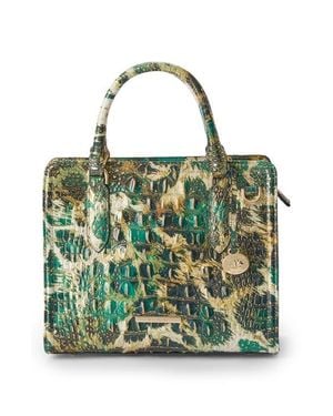 Brahmin Cami Croc Embossed Leather Satchel - Green