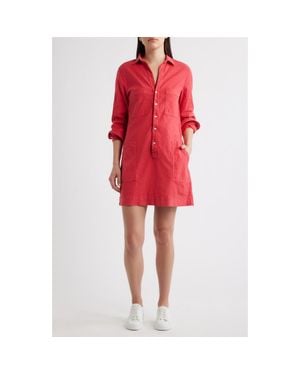 Frank & Eileen Ireland Patch Pocket Long Sleeve Shirtdress - Red