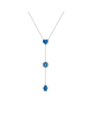 Karma and Luck Heart's Serenity Opal Multi-Symbol Necklace - Metallic
