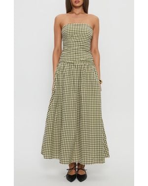 Princess Polly Frankey Strapless Gingham Drop Waist Maxi Dress - Green