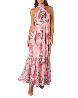 Petal & Pup Lennon Floral Halter Gown - Pink