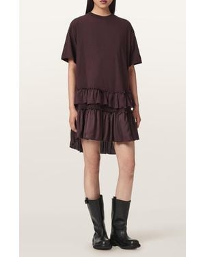 AllSaints Feyre Ruffle Tiered Cotton T-Shirt Minidress - Multicolor