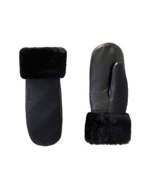 Mackage Fleece Trim Quilted Down Mittens - Black