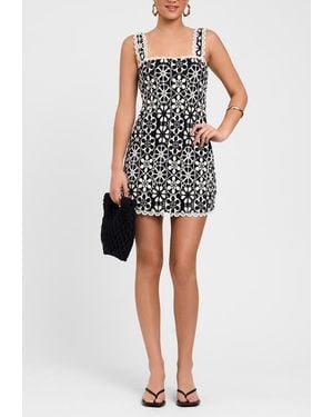 Rachel Roy Avenya Square Neck Crochet Mini Dress - Black