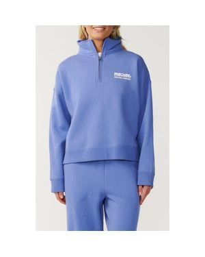 Rip Curl Surf Puff Logo Quarter Zip Sweatshirt - Blue