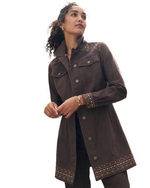 Jessica London Long Denim Jacket - Black