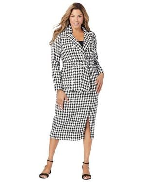 Jessica London Belted Skirt Suit - Multicolor