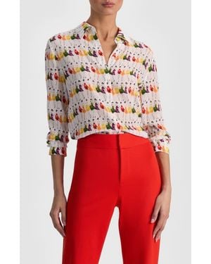 Alice + Olivia Willa Staceface Silk Shirt - Red