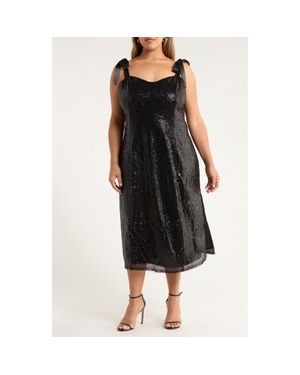 Sugarlips Adelisa Sequin Tie Strap Midi Dress - Black