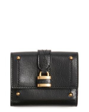 Chloé Mini Paddington Grained Leather Trifold Wallet - Black