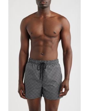 Bugatchi Cruz Print Swim Trunks - Gray