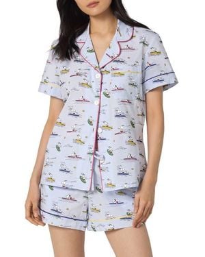 Bedhead X Peanuts Catch A Wave Organic Cotton Poplin Short Pajamas - White