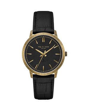 Rag & Bone Manston Leather Strap Watch, 40Mm - Black