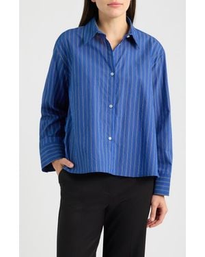 Emme Striped Cotton Blend Shirt - Blue