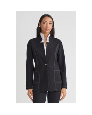 Misook Tailored Luxestretch Ponte Single Button Blazer - Black