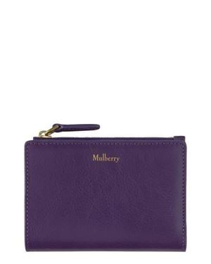Mulberry Continental Bifold Leather Zip Wallet - Purple