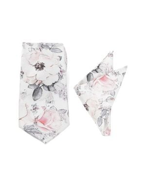 Cufflinks Inc. Floral Silk Tie & Pocket Square - White