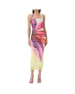 AFRM Indina Ruched Mesh Body-Con Maxi Dress - Red