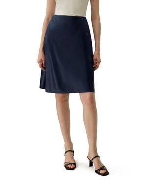 LILYSILK Stretchy Charmeuse Silk Minimalist Skirt - Blue