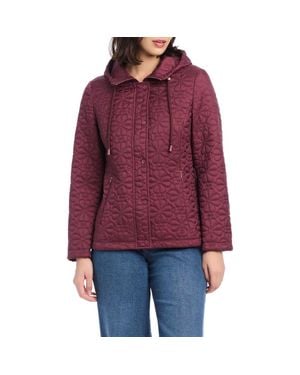 Kate Spade Short Spade Flower Quilted Jacket W/ Hood - Red
