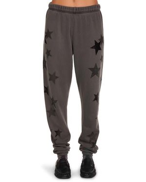 Lauren Moshi Nika Crystal Multi Stars Sweatpants - Gray