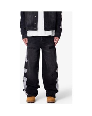 MNML Raw Skeleton Distressed Ultra Baggy Jeans - Black
